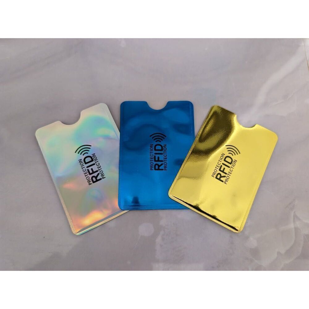 6 Pcs RFID Card Gold, Silver Iridescent, Silver, Black, Blue Sleeves